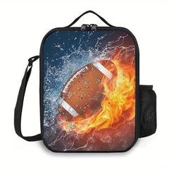 Ice Fire Football Lunch Box Insulated Durable Lunch Tote Bag
