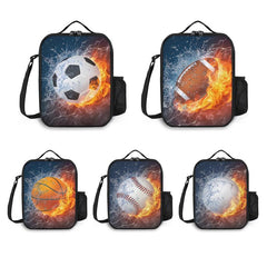 Ice Fire Football Lunch Box Insulated Durable Lunch Tote Bag