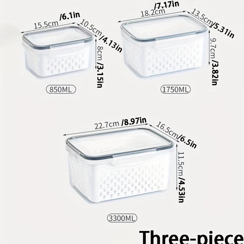 3pcs Silicone Sealed Freshness Containers Multipurpose Plastic Reusable Box