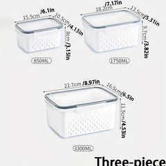 3pcs Silicone Sealed Freshness Containers Multipurpose Plastic Reusable Box