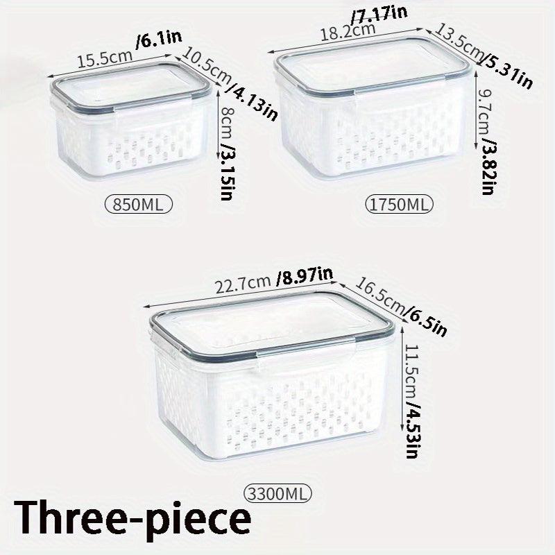 3pcs Silicone Sealed Freshness Containers Multipurpose Plastic Reusable Box