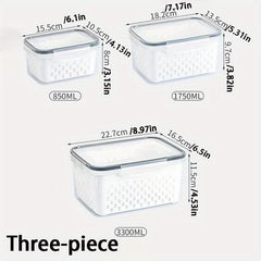 3pcs Silicone Sealed Freshness Containers Multipurpose Plastic Reusable Box
