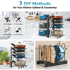 8 Tier Pots and Pans Organizer Rack for Cabinet