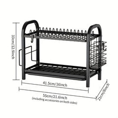 2-Tier Dish Drying Rack with Drainboard and Utensil Holder