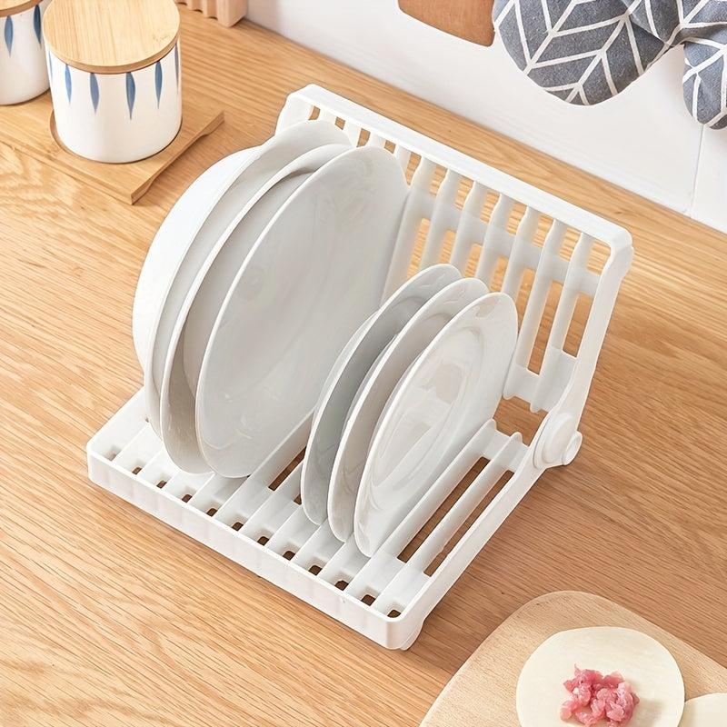 Foldable Dish Rack Multifunctional Utensil Holder for Kitchen Countertop