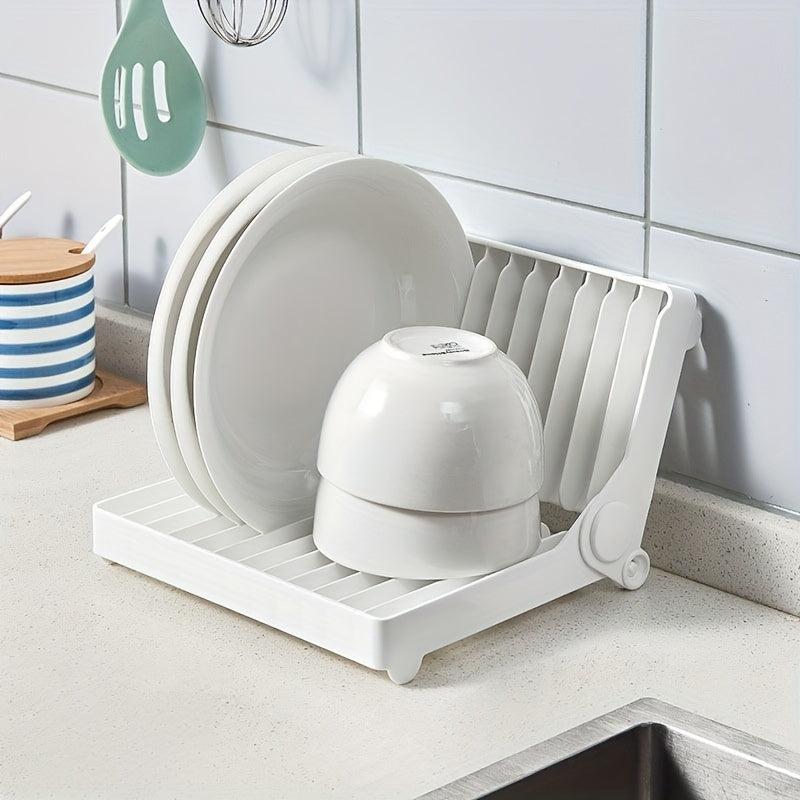 Foldable Dish Rack Multifunctional Utensil Holder for Kitchen Countertop