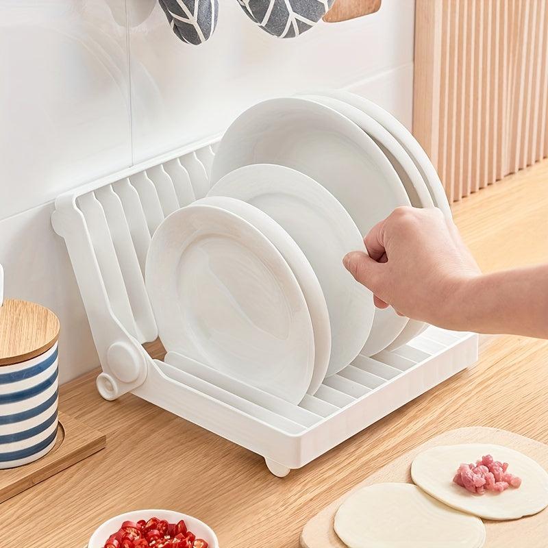 Foldable Dish Rack Multifunctional Utensil Holder for Kitchen Countertop