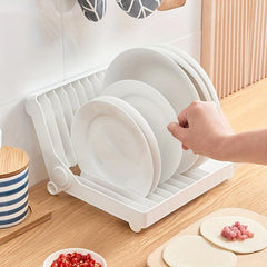 Foldable Dish Rack Multifunctional Utensil Holder for Kitchen Countertop