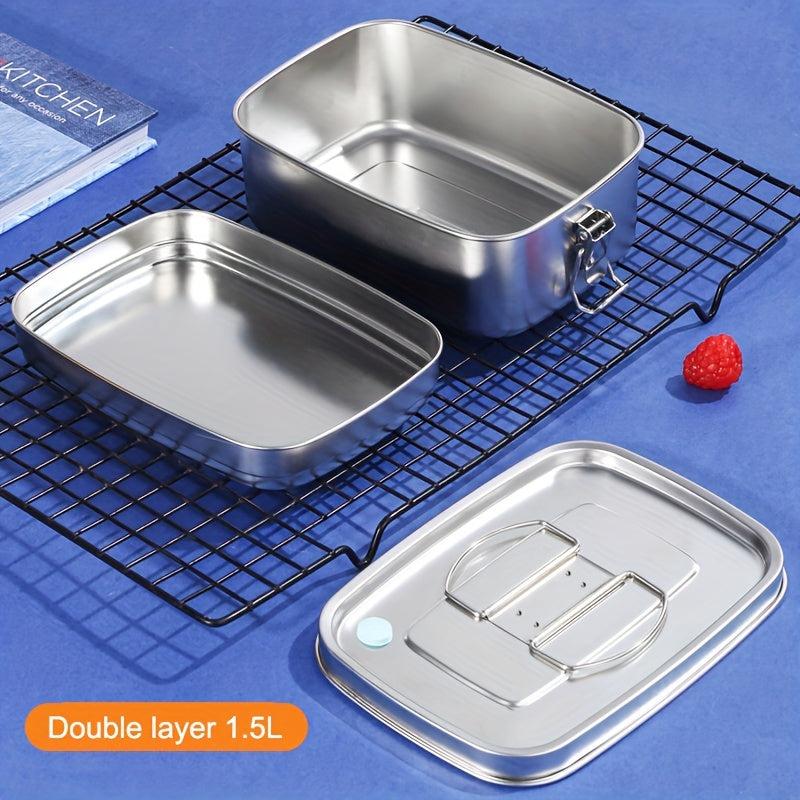 304 Stainless Steel Lunch Box Square Thickened Covered Portable Leakproof