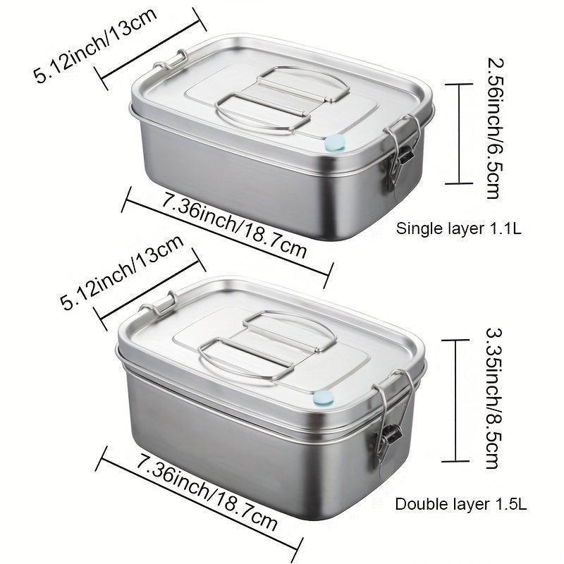 304 Stainless Steel Lunch Box Square Thickened Covered Portable Leakproof