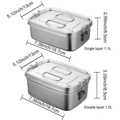 304 Stainless Steel Lunch Box Square Thickened Covered Portable Leakproof