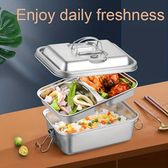 304 Stainless Steel Lunch Box Square Thickened Covered Portable Leakproof