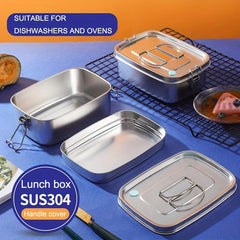 304 Stainless Steel Lunch Box Square Thickened Covered Portable Leakproof