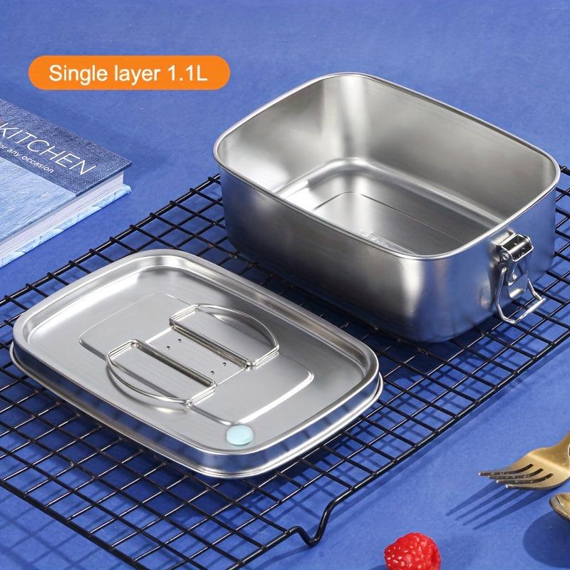 304 Stainless Steel Lunch Box Square Thickened Covered Portable Leakproof