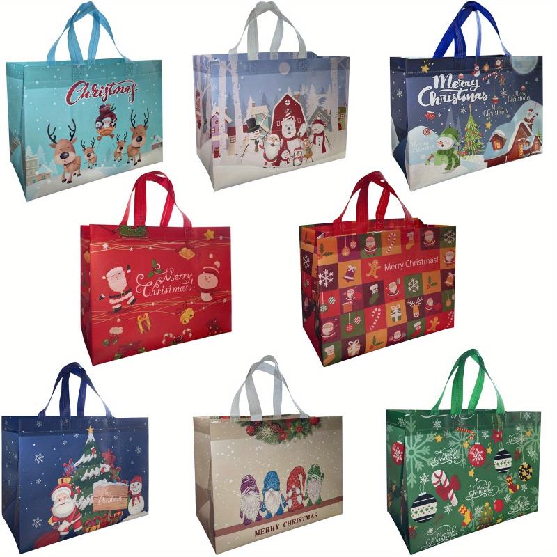 8 Pcs Christmas Gift Bags Bulk Reusable Non Woven Xmas Bags Waterproof
