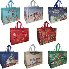 8 Pcs Christmas Gift Bags Bulk Reusable Non Woven Xmas Bags Waterproof