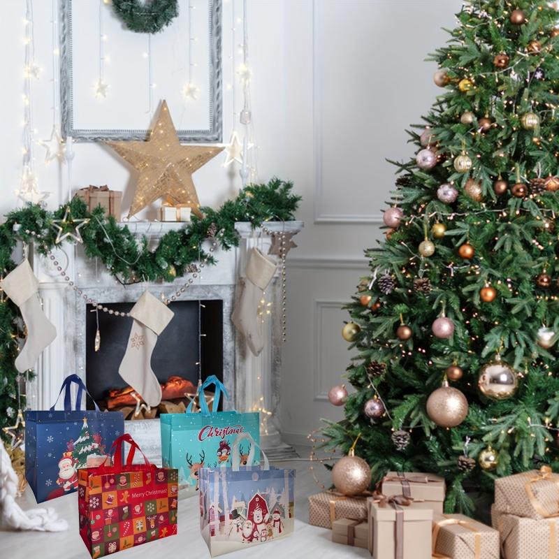 8 Pcs Christmas Gift Bags Bulk Reusable Non Woven Xmas Bags Waterproof