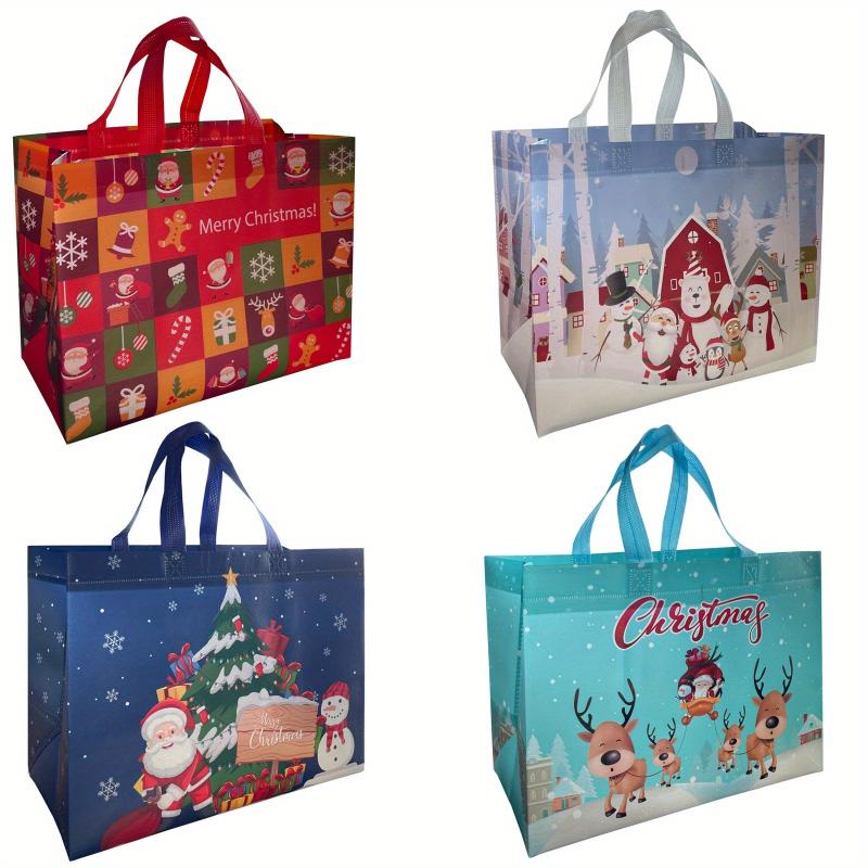 8 Pcs Christmas Gift Bags Bulk Reusable Non Woven Xmas Bags Waterproof