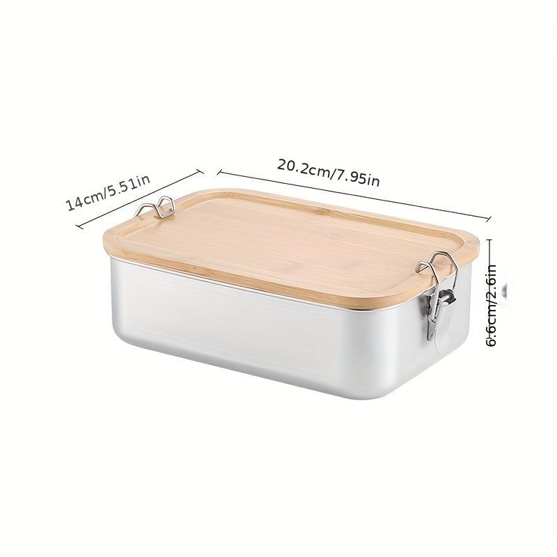 Leakproof Stainless Steel Lunch Box with Bamboo Lid Large Capacity Bento Box