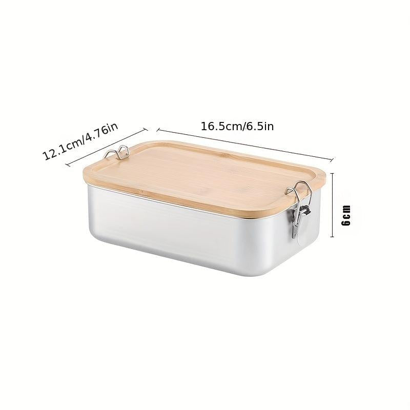 Leakproof Stainless Steel Lunch Box with Bamboo Lid Large Capacity Bento Box
