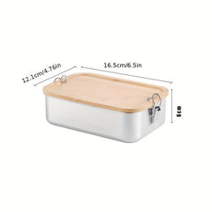 Leakproof Stainless Steel Lunch Box with Bamboo Lid Large Capacity Bento Box