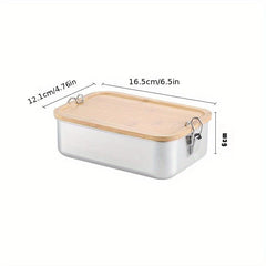 Leakproof Stainless Steel Lunch Box with Bamboo Lid Large Capacity Bento Box