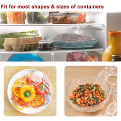 100 Reusable Plastic Bag Food Cover Elastic Stretch Bowl Cover