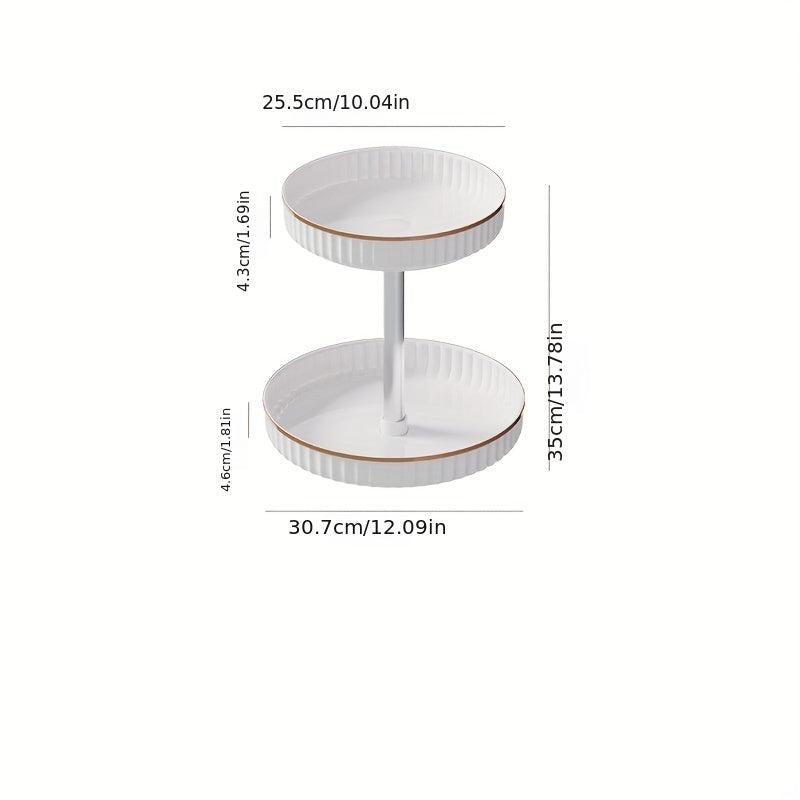 2 Tier 360 Rotating Makeup Organizer Spinning Cosmetics Display