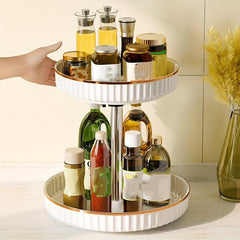 2 Tier 360 Rotating Makeup Organizer Spinning Cosmetics Display