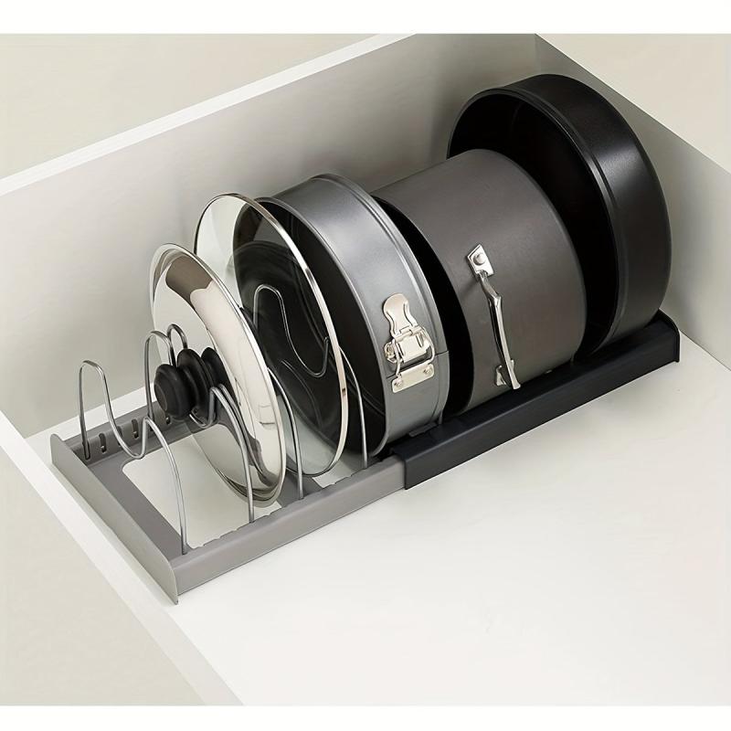 Expandable Pot And Pan Organizer Rack - Adjustable Dividers