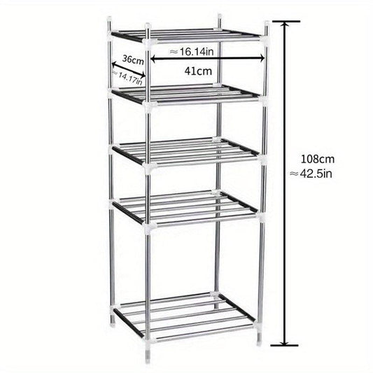 5-Layer Stainless Steel Storage Rack for Kitchen & Bathroom