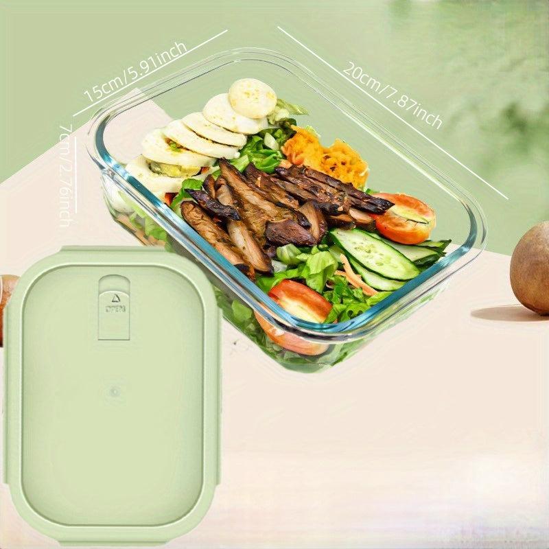 Glass Lunch Box Green Cover Divided Bento Box Leakproof Container