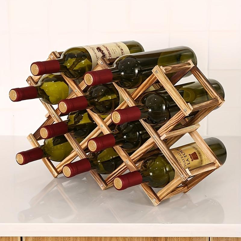Foldable 10 Bottle Countertop Wine Rack
