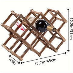 Foldable 10 Bottle Countertop Wine Rack