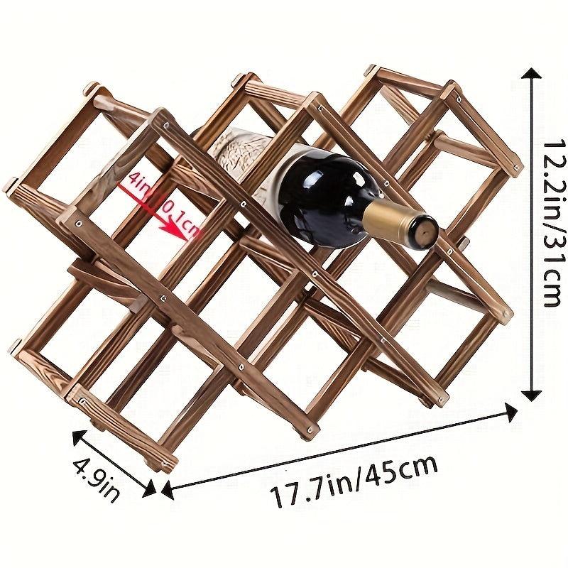 Foldable 10 Bottle Countertop Wine Rack