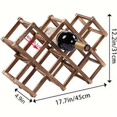 Foldable 10 Bottle Countertop Wine Rack