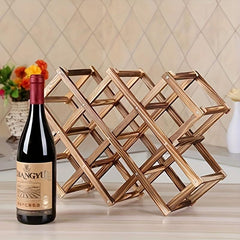 Foldable 10 Bottle Countertop Wine Rack