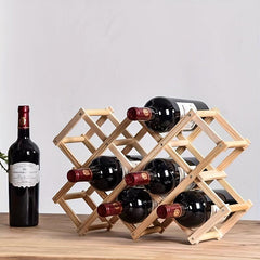 Foldable 10 Bottle Countertop Wine Rack