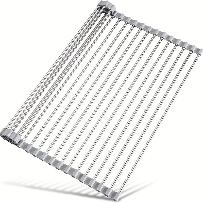 Roll Up Dish Drying Rack Over Sink - Stainless Steel Wire Dish Drainer