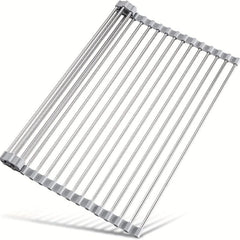 Roll Up Dish Drying Rack Over Sink - Stainless Steel Wire Dish Drainer