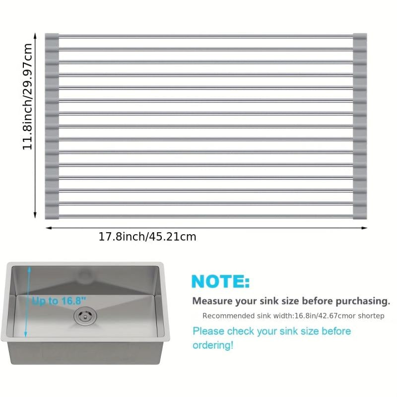Roll Up Dish Drying Rack Over Sink - Stainless Steel Wire Dish Drainer