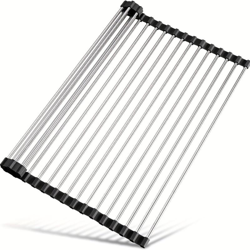 Roll Up Dish Drying Rack Over Sink - Stainless Steel Wire Dish Drainer