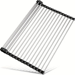Roll Up Dish Drying Rack Over Sink - Stainless Steel Wire Dish Drainer