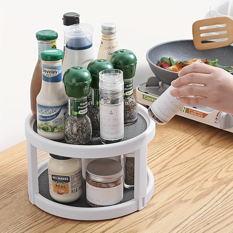 360 Rotating Spice Rack Kitchen Storage Tray Seasoning Bottle Turntable
