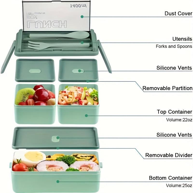 Double Layer Lunch Box Divided Bento Box Leakproof Container for School and Work