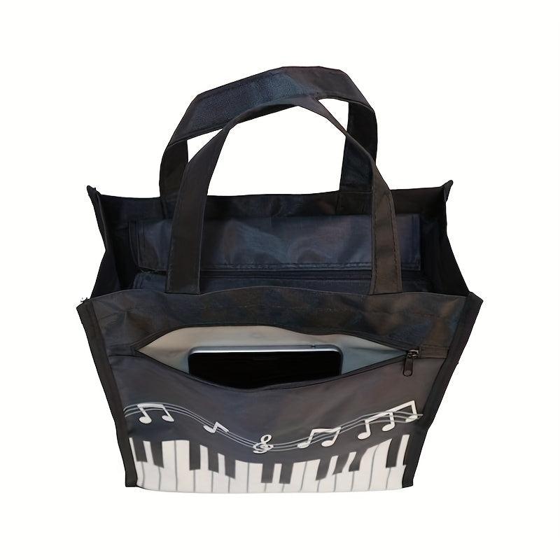 Music Pattern Bento Bag Ice Pack Waterproof Outdoor Picnic Lunch Bag