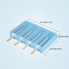 Square Oval Popsicles Molds 4-Grid Ice Cream Popsicle Mould with Cover