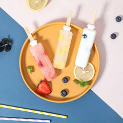 Square Oval Popsicles Molds 4-Grid Ice Cream Popsicle Mould with Cover