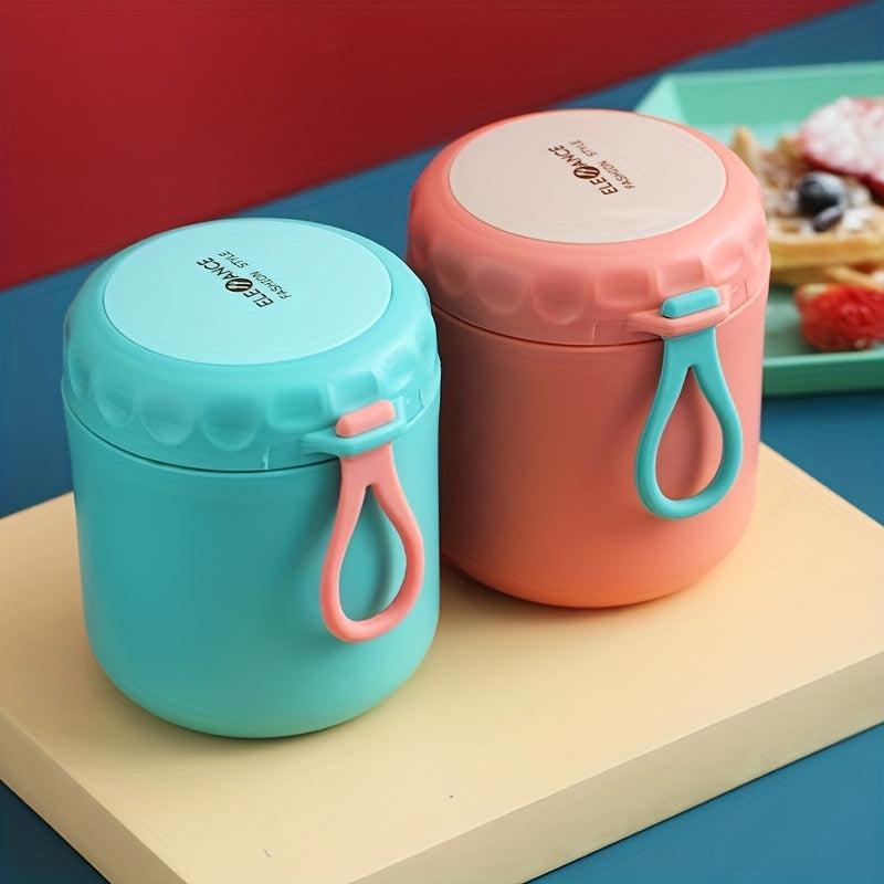 Stainless Steel Insulated Lunch Box 430ml - Round Cylindrical Food Container