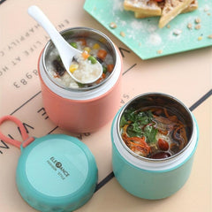 Stainless Steel Insulated Lunch Box 430ml - Round Cylindrical Food Container